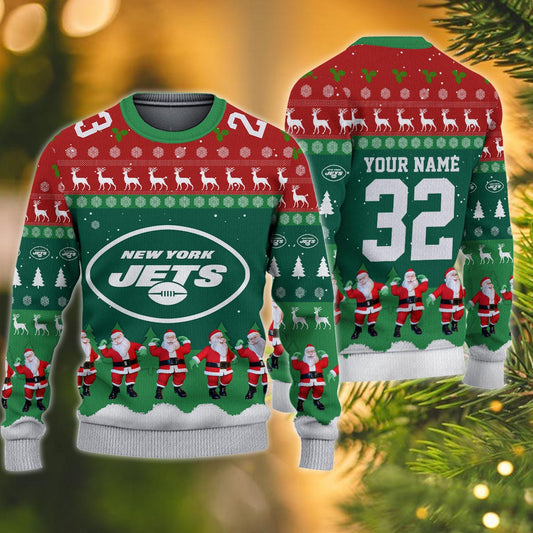 New York Jets Personalized Christmas Ugly Sweater