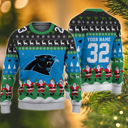 Carolina Panthers Personalized Christmas Ugly Sweater