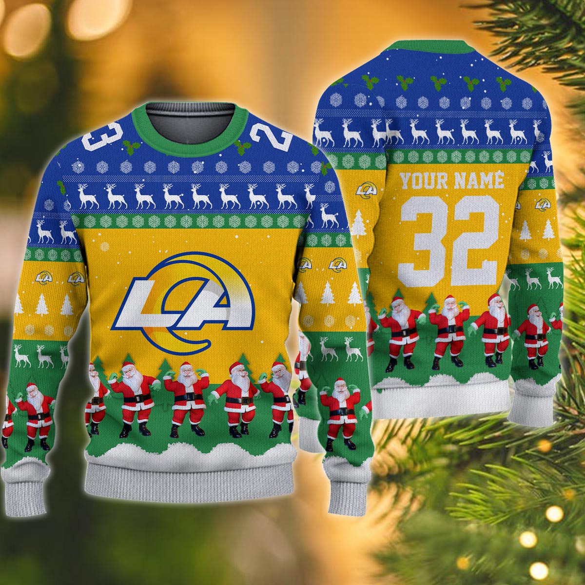 Los Angeles Rams Personalized Christmas Ugly Sweater