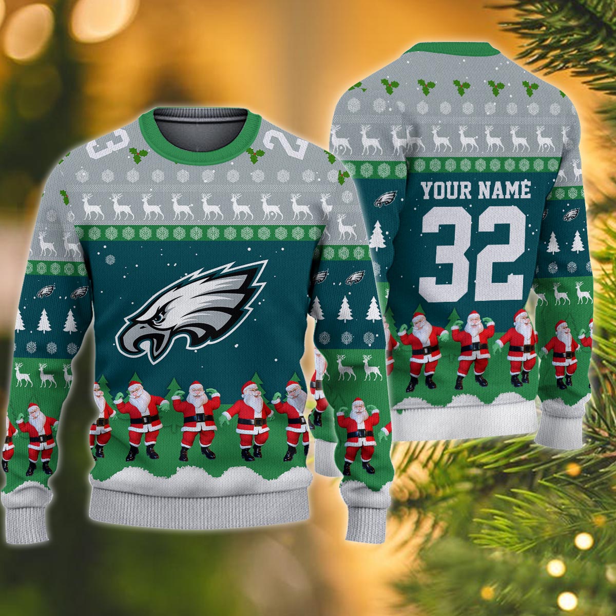 Philadelphia Eagles Personalized Christmas Ugly Sweater