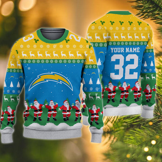 Los Angeles Chargers Personalized Christmas Ugly Sweater