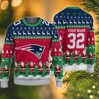 New England Patriots Personalized Christmas Ugly Sweater