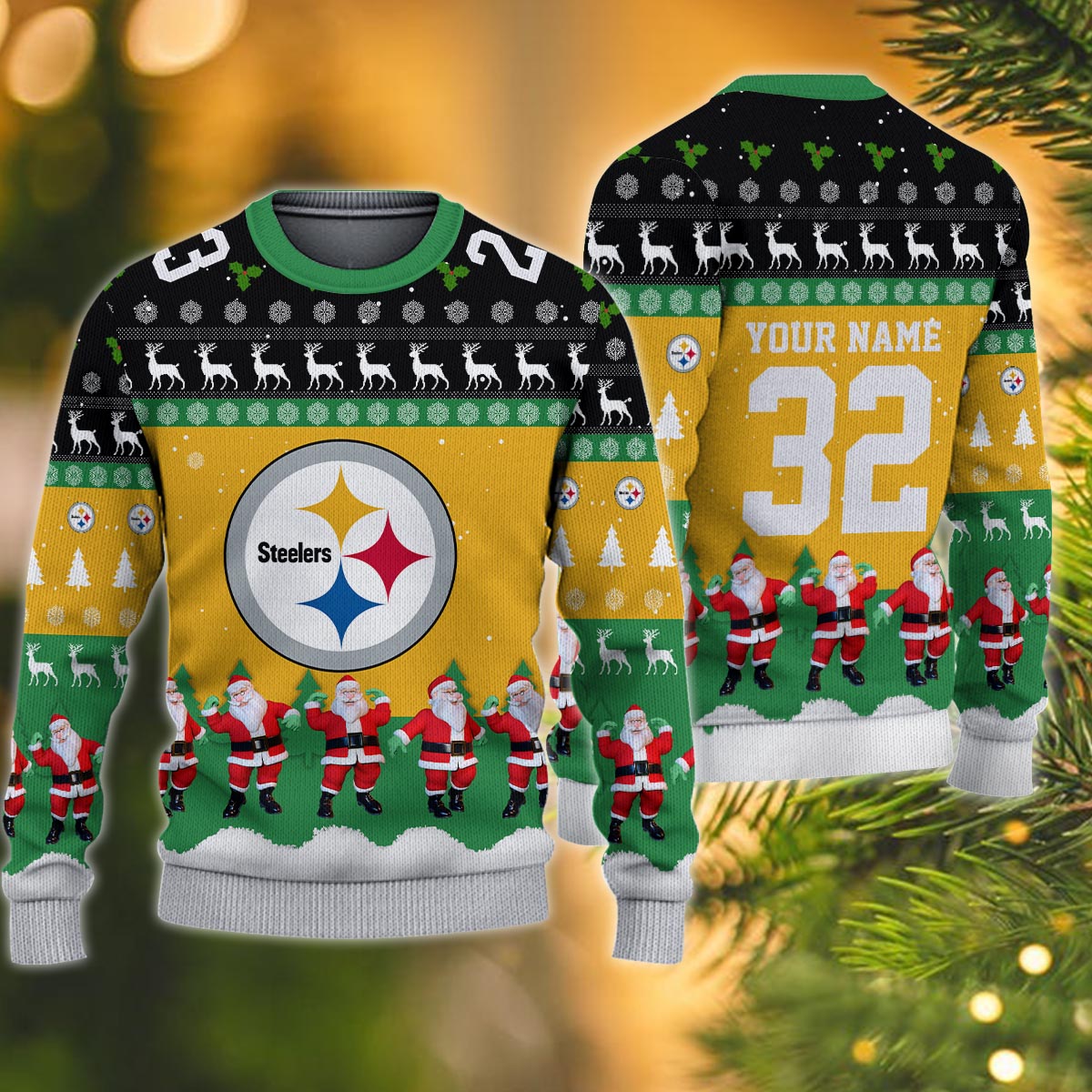 Pittsburgh Steelers Personalized Christmas Ugly Sweater