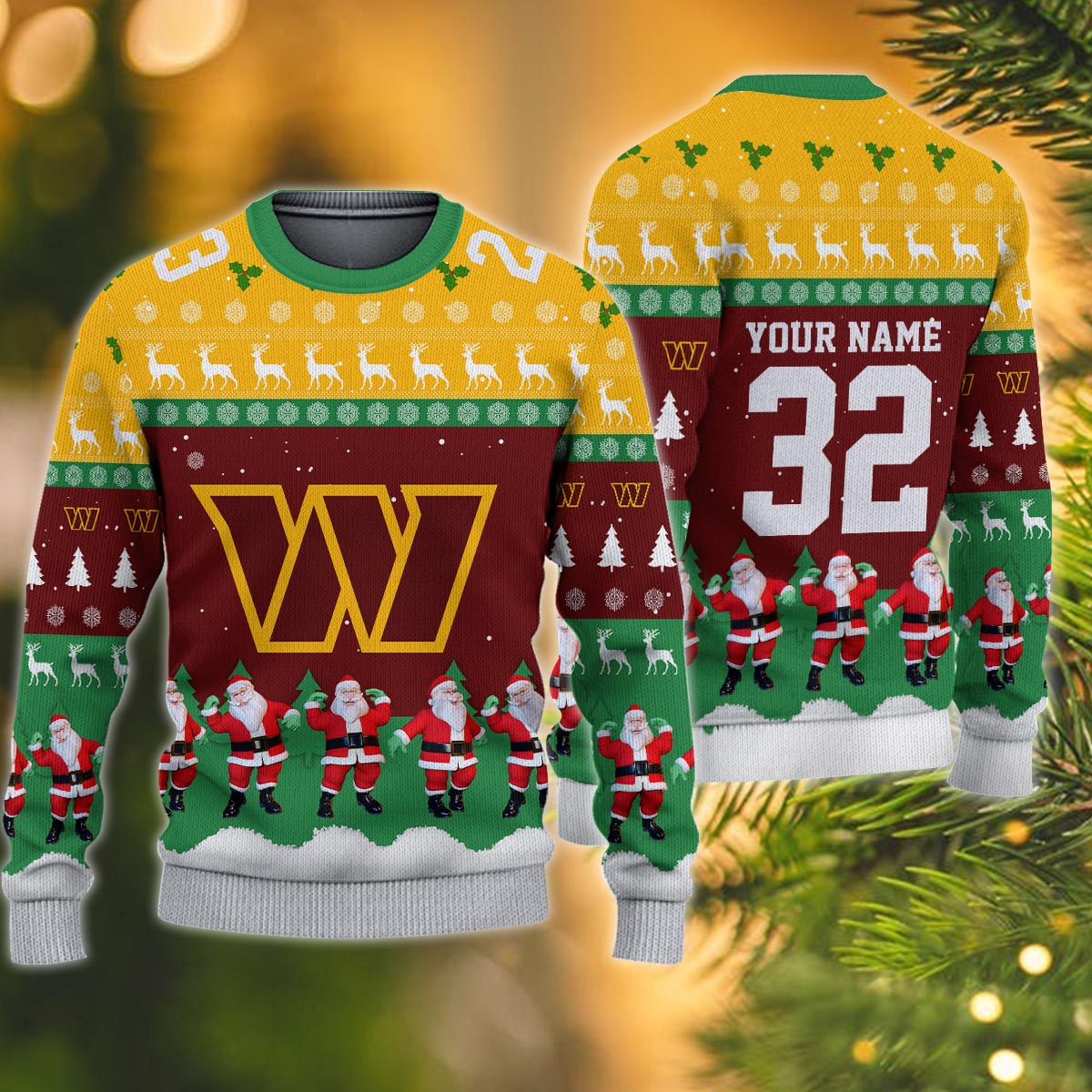 Washington Commanders Personalized Christmas Ugly Sweater