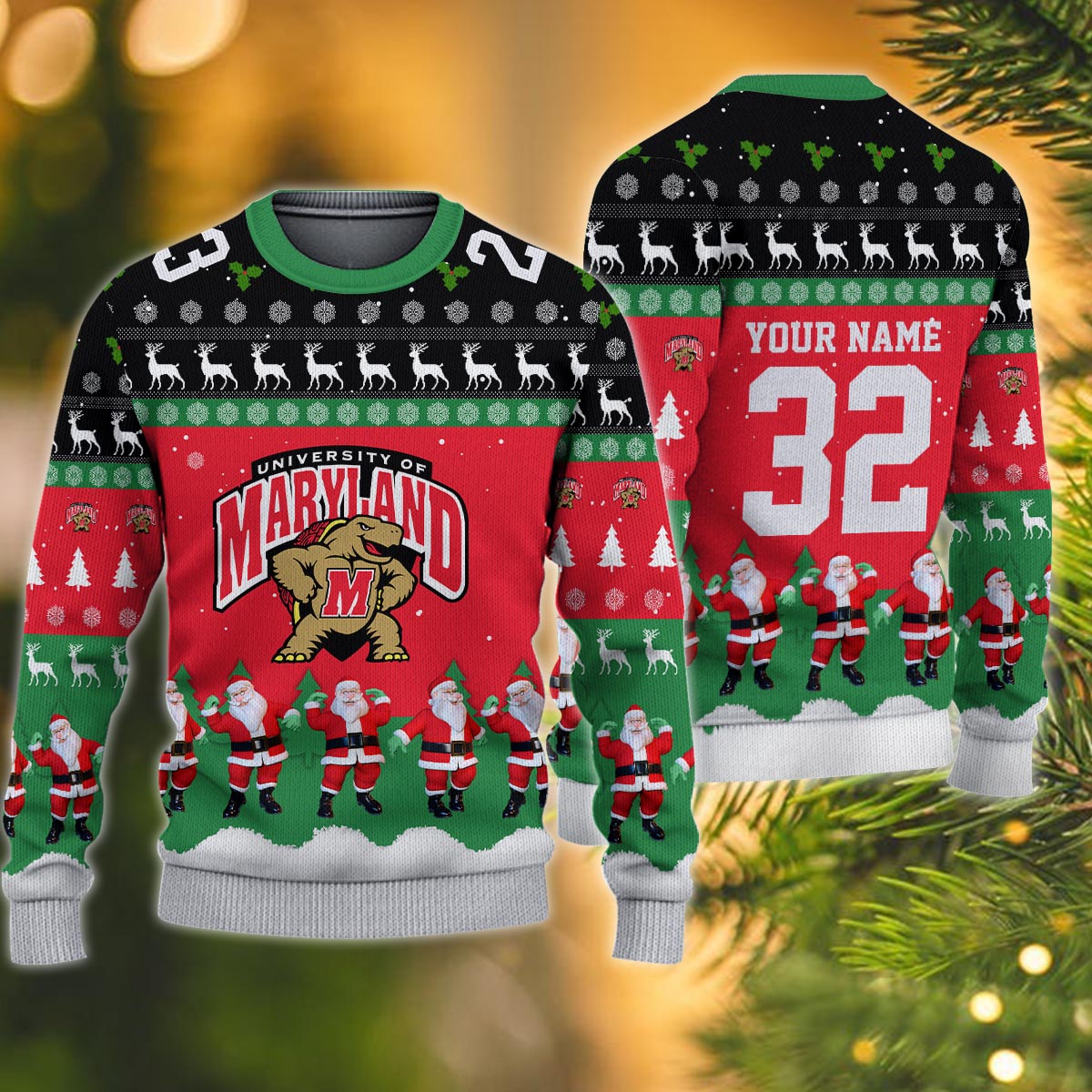 Maryland Terrapins Personalized Christmas Ugly Sweater