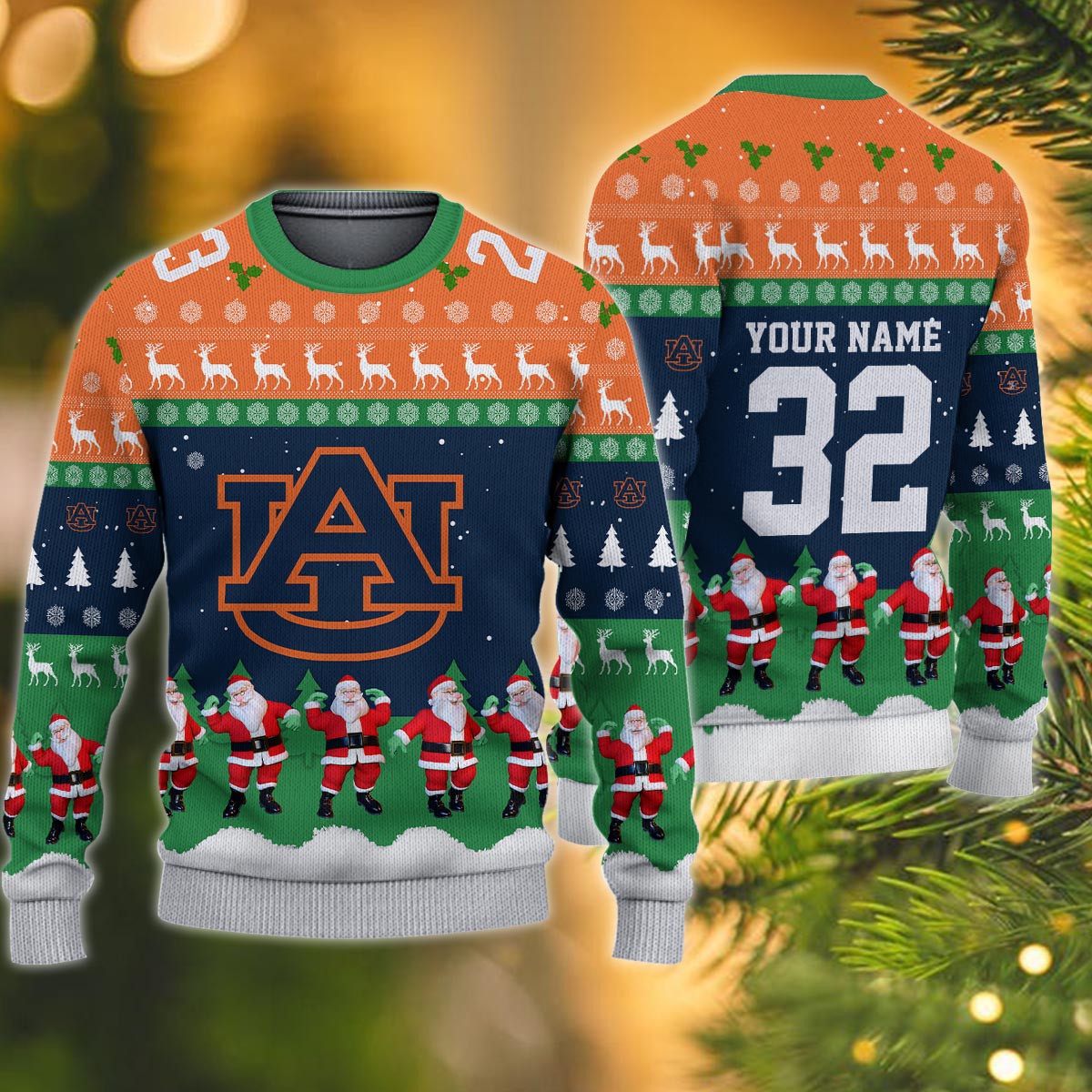 Auburn Tigers Personalized Christmas Ugly Sweater