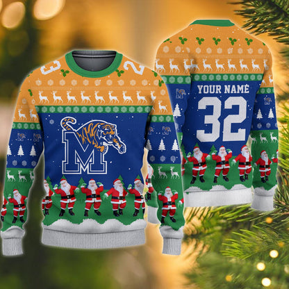 Memphis Tigers Personalized Christmas Ugly Sweater