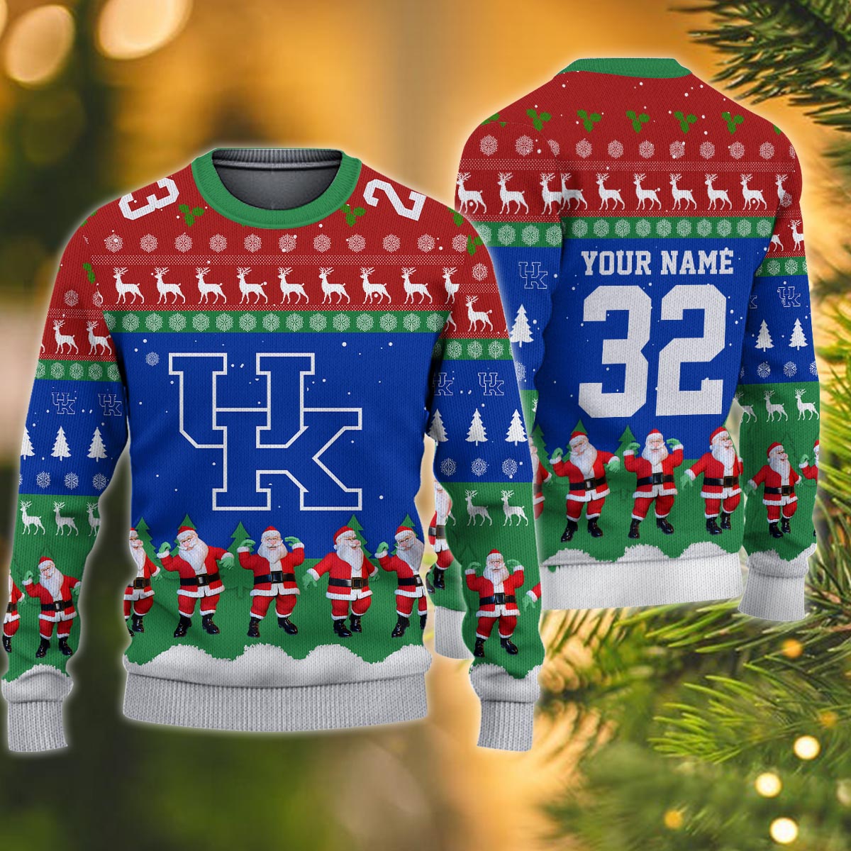 Kentucky Wildcats Personalized Christmas Ugly Sweater
