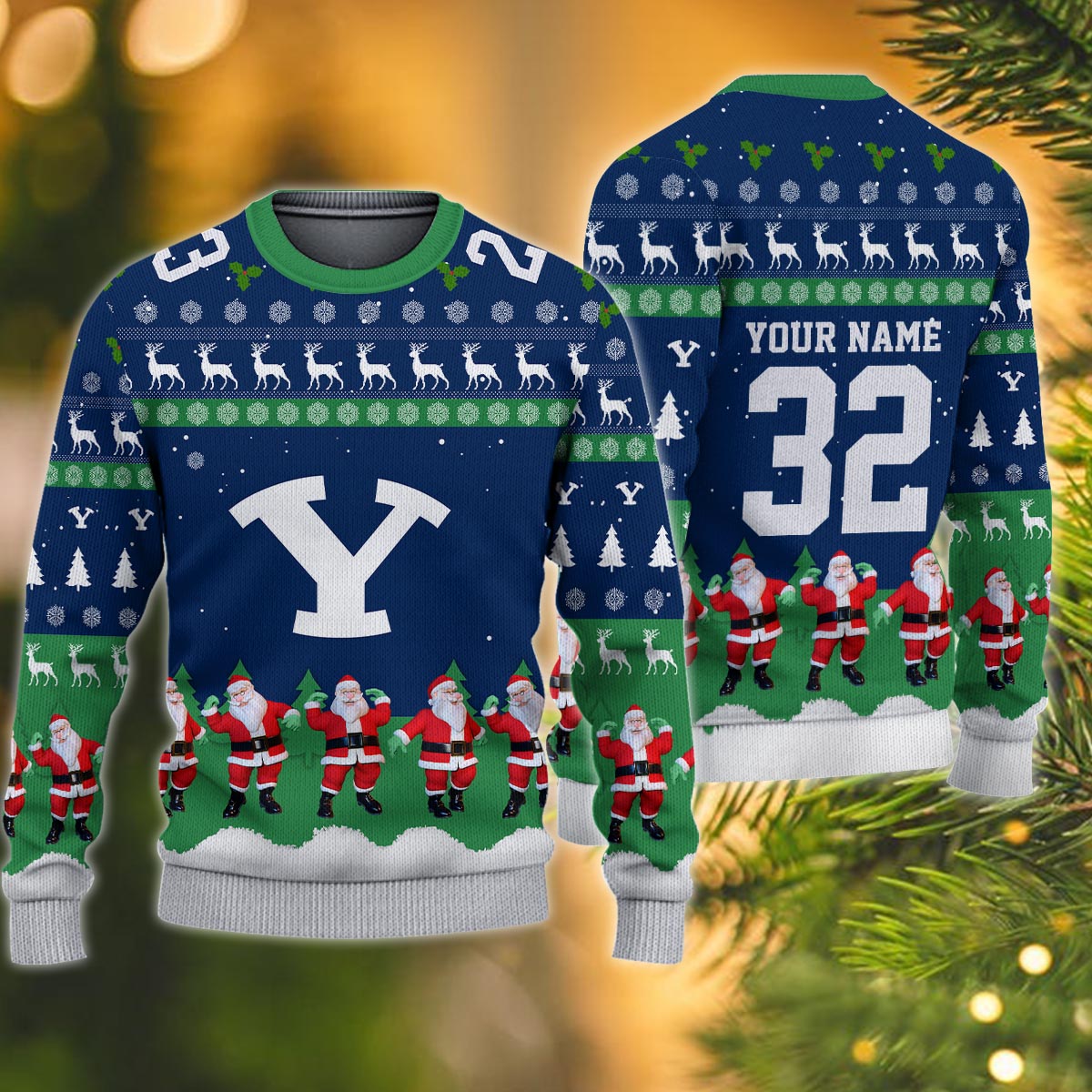 Byu Cougars Personalized Christmas Ugly Sweater