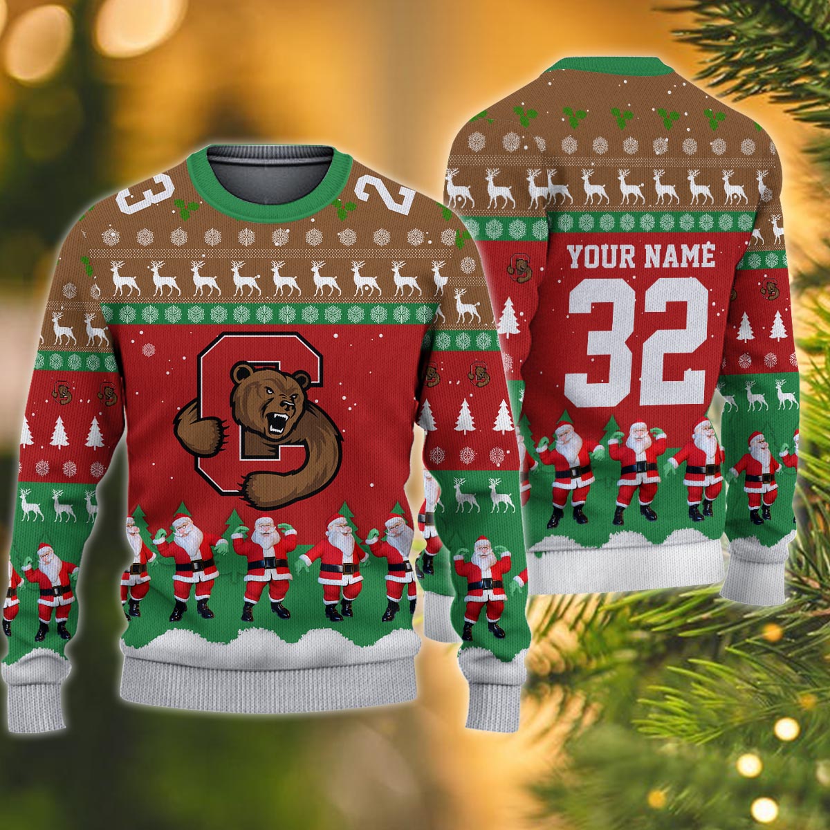 Cornell Big Red Personalized Christmas Ugly Sweater