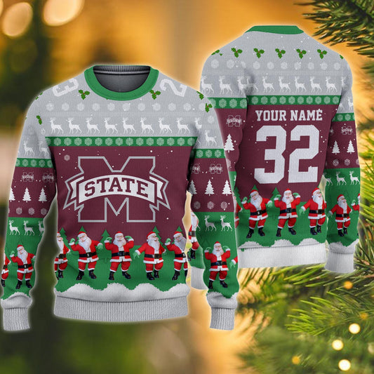 Mississippi State Bulldogs Personalized Christmas Ugly Sweater