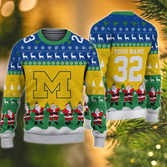 Michigan Wolverines Personalized Christmas Ugly Sweater