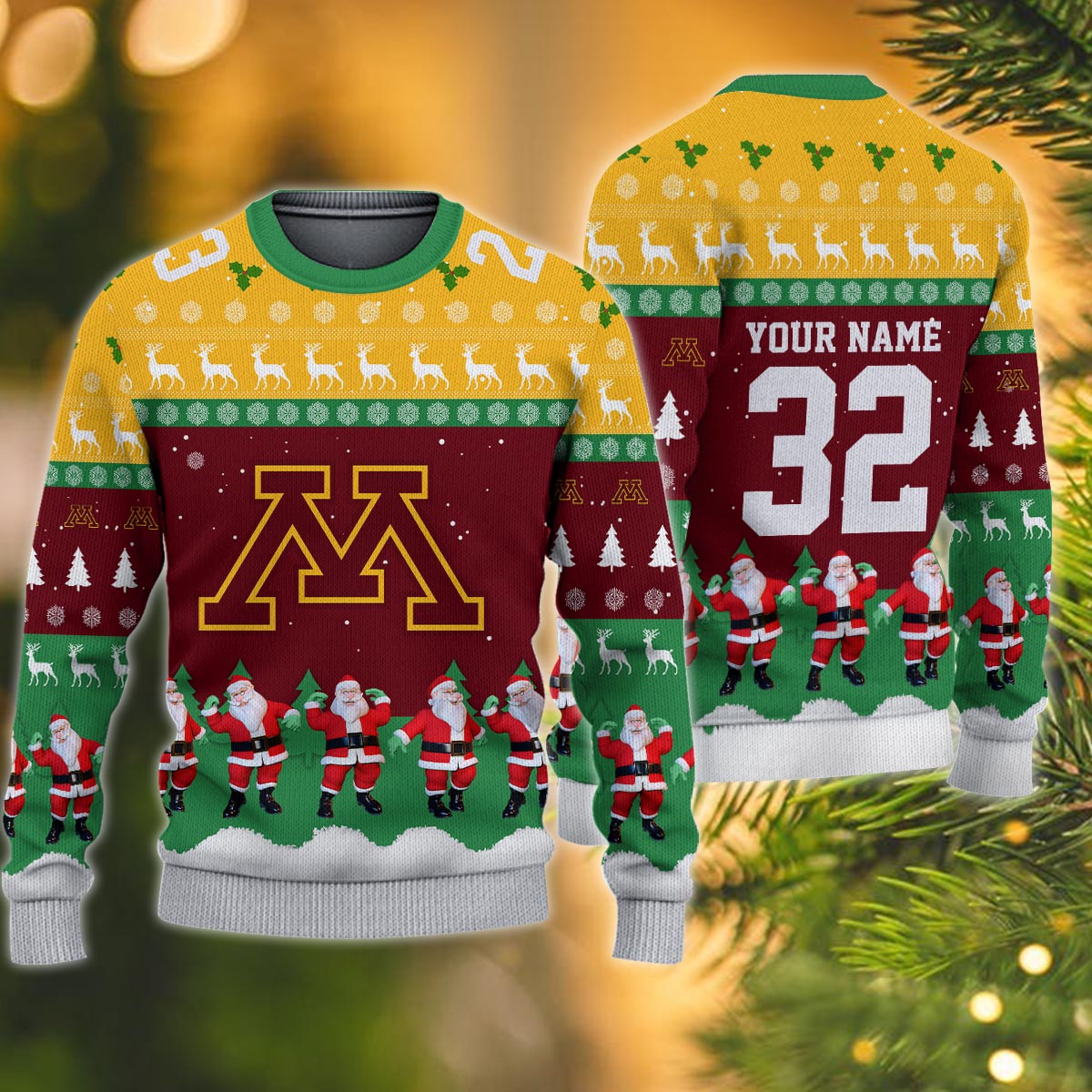 Minnesota Golden Gophers Personalized Christmas Ugly Sweater