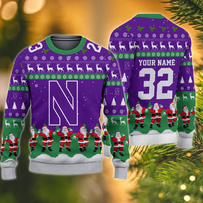 Northwestern Wildcats Personalized Christmas Ugly Sweater