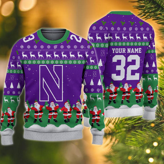 Northwestern Wildcats Personalized Christmas Ugly Sweater