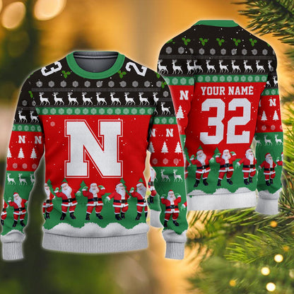 Nebraska Cornhuskers Personalized Christmas Ugly Sweater