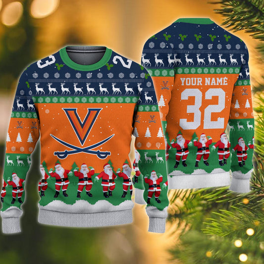 Virginia Cavaliers Personalized Christmas Ugly Sweater