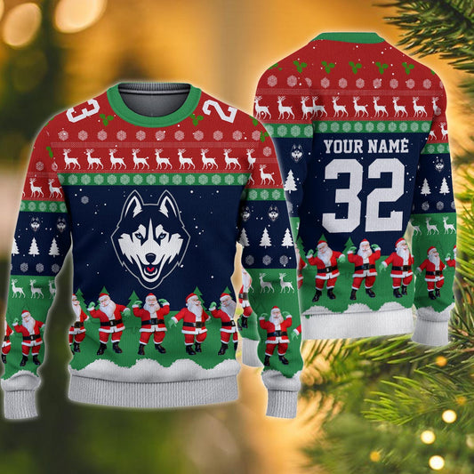 Uconn Huskies Personalized Christmas Ugly Sweater