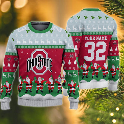 Ohio State Buckeyes Personalized Christmas Ugly Sweater