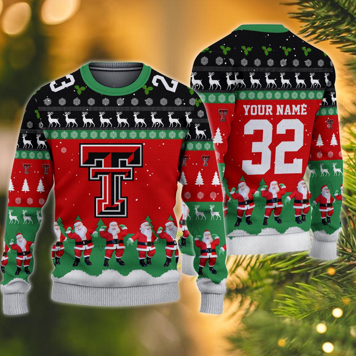 Texas Tech Red Raiders Personalized Christmas Ugly Sweater