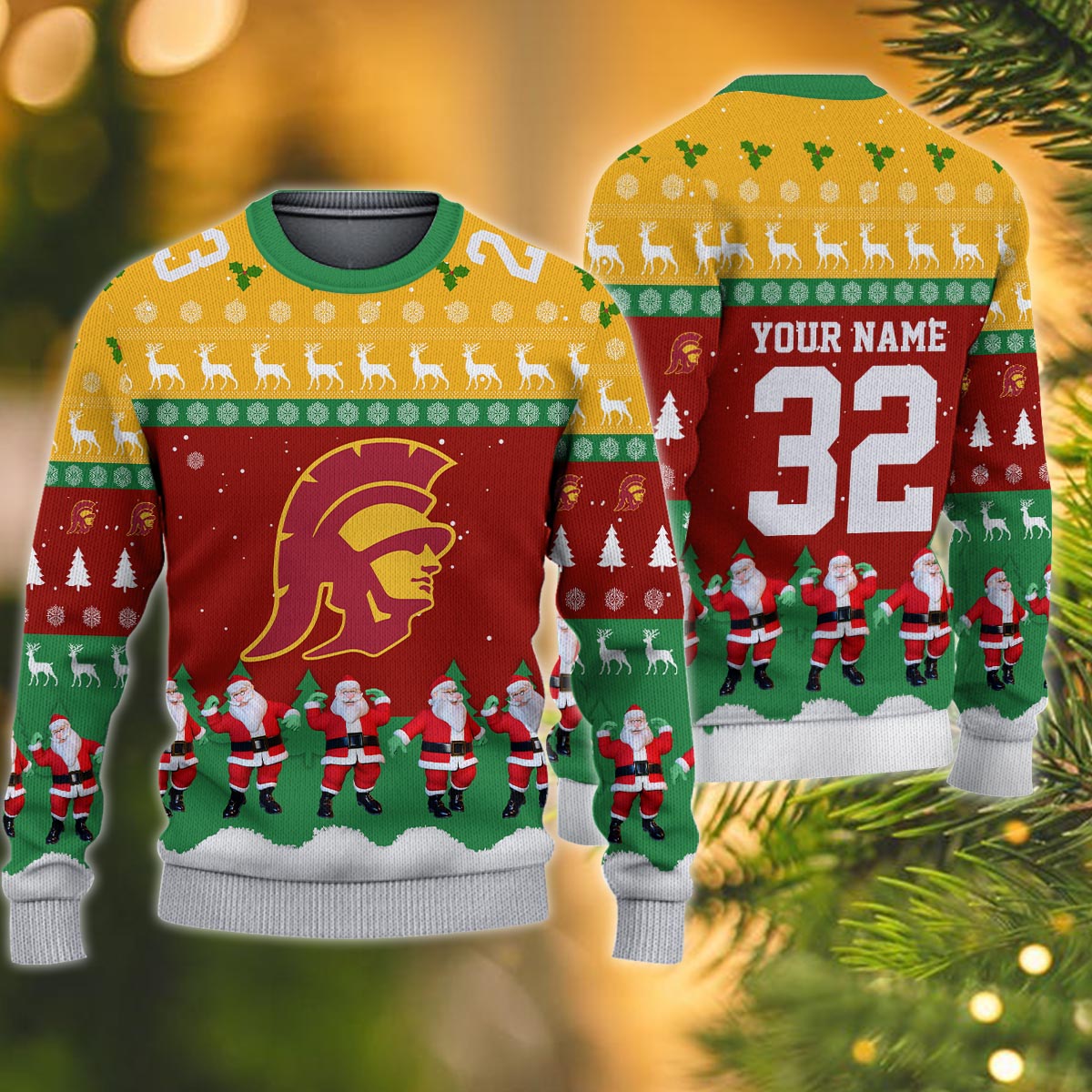 Usc Trojans Personalized Christmas Ugly Sweater