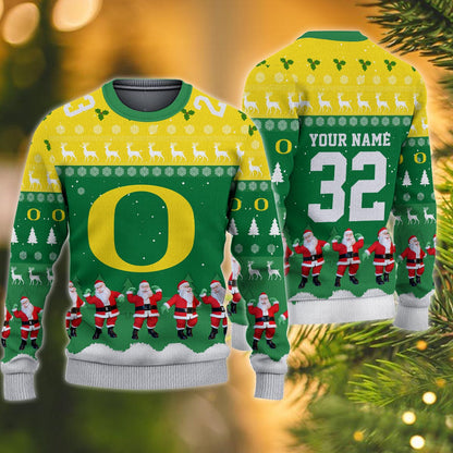 Oregon Ducks Personalized Christmas Ugly Sweater