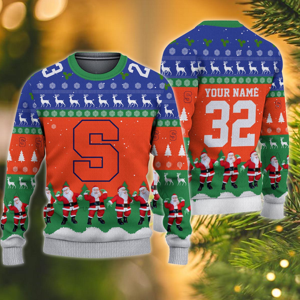 Syracuse Orange Personalized Christmas Ugly Sweater