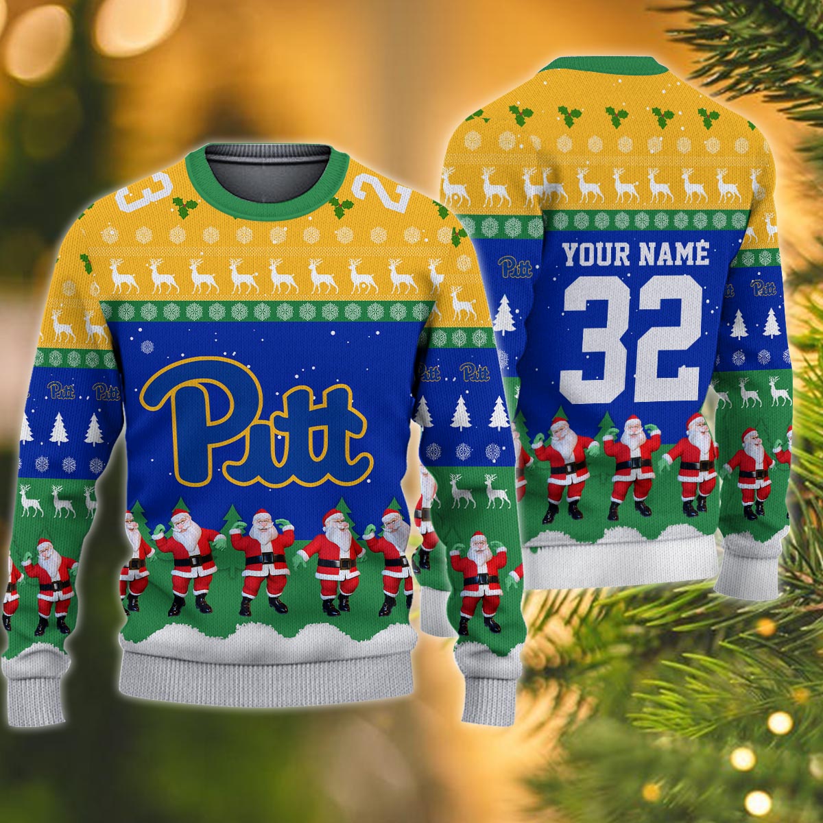 Pittsburgh Panthers Personalized Christmas Ugly Sweater