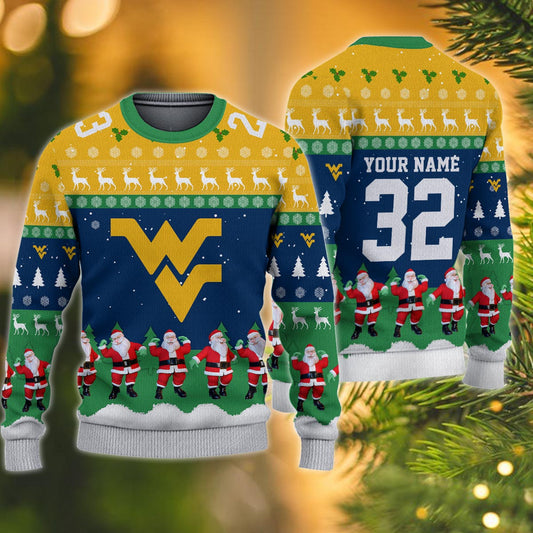 West Virginia Mountaineers Personalized Christmas Ugly Sweater