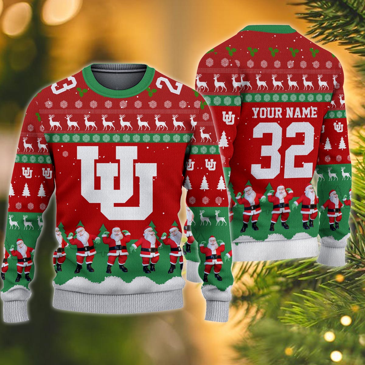 Utah Utes Personalized Christmas Ugly Sweater