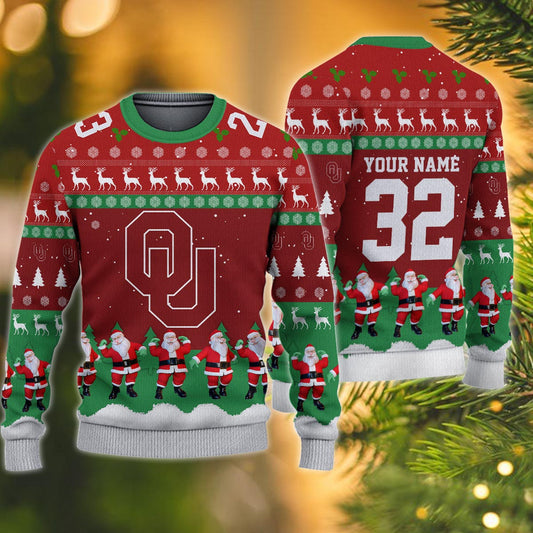 Oklahoma Sooners Personalized Christmas Ugly Sweater