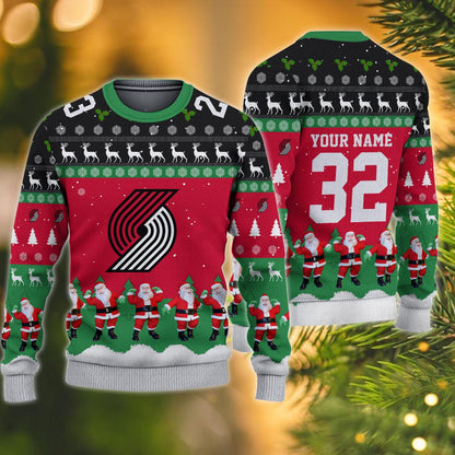 Portland Trail Blazers Personalized Christmas Ugly Sweater