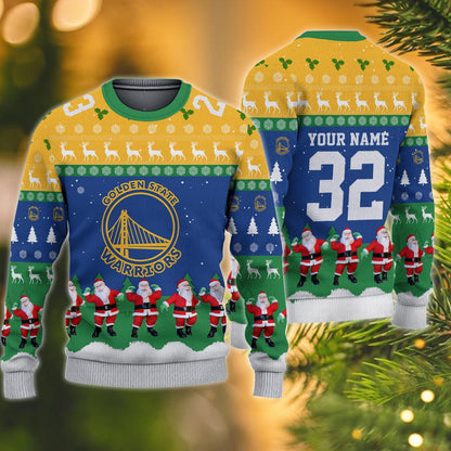 Golden State Warriors Personalized Christmas Ugly Sweater