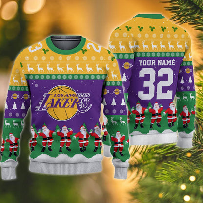 Los Angeles Lakers Personalized Christmas Ugly Sweater