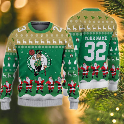 Boston Celtics Personalized Christmas Ugly Sweater
