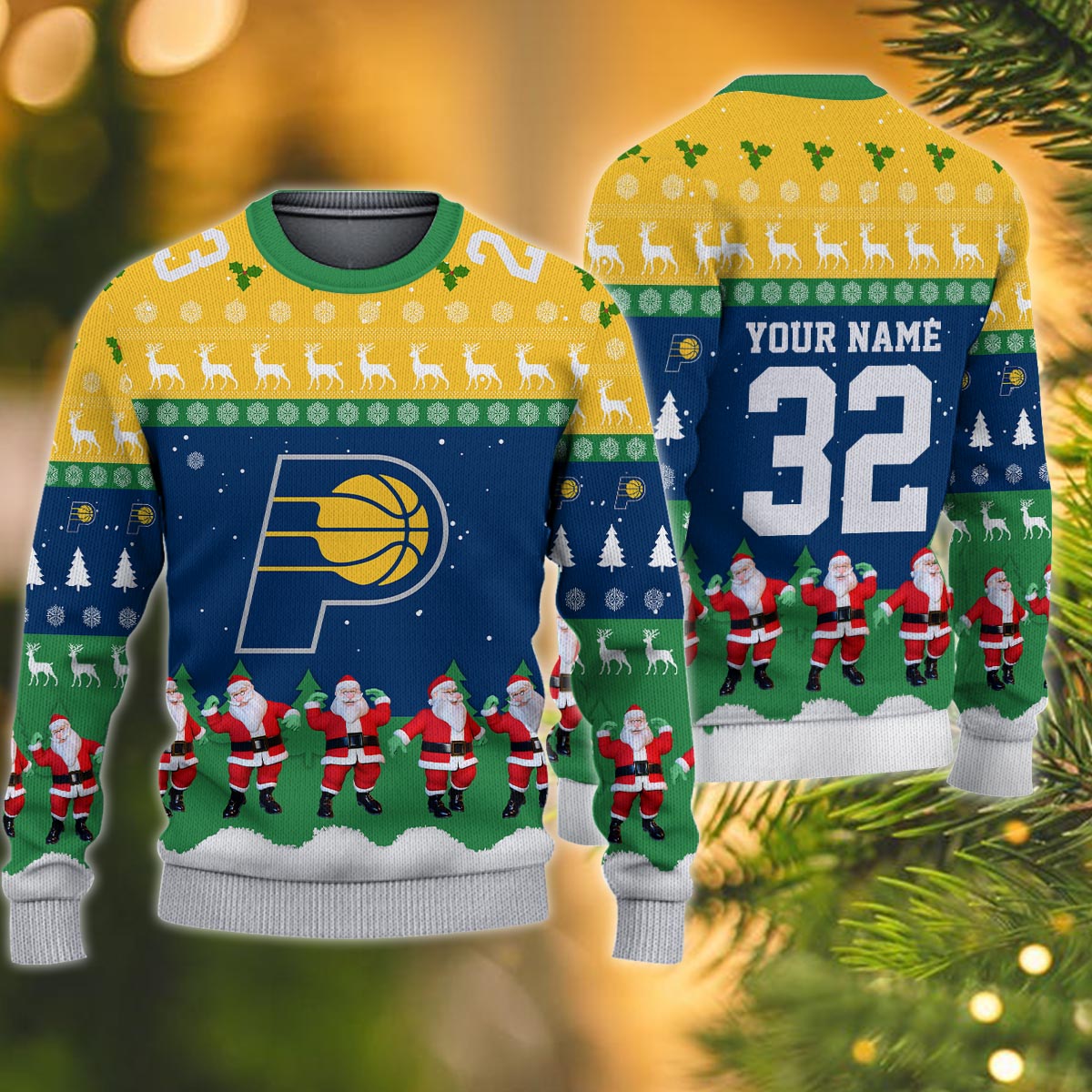 Indiana Pacers Personalized Christmas Ugly Sweater