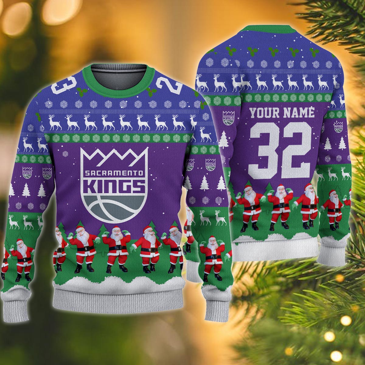 Sacramento Kings Personalized Christmas Ugly Sweater