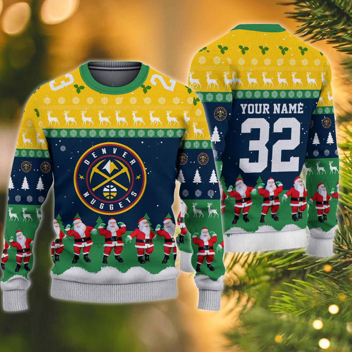 Denver Nuggets Personalized Christmas Ugly Sweater