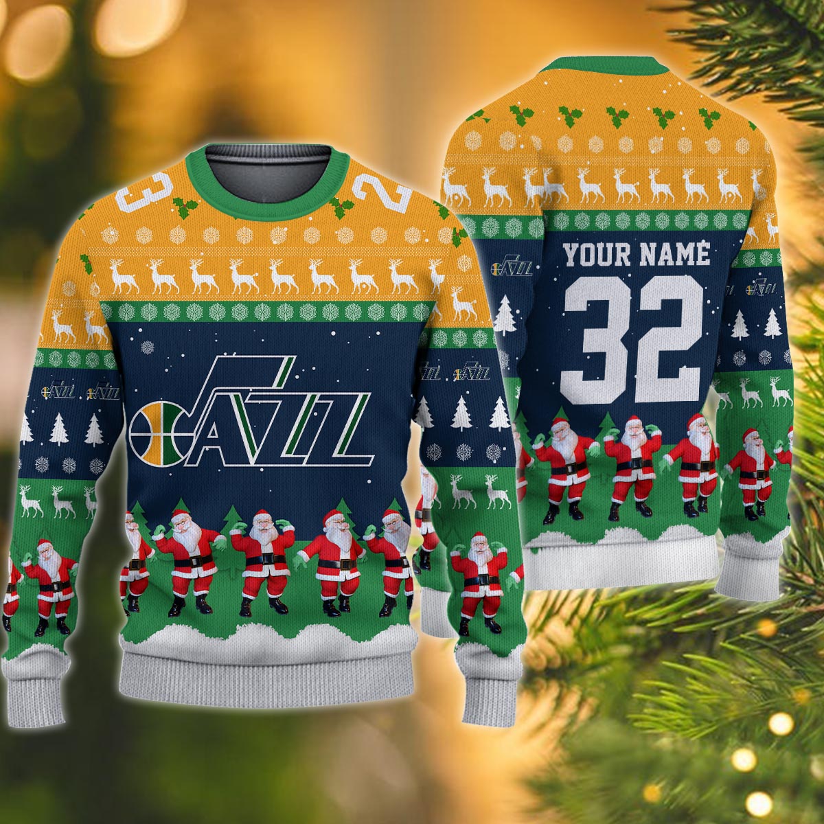 Utah Jazz Personalized Christmas Ugly Sweater