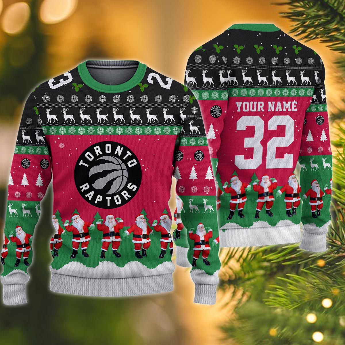 Toronto Raptors Personalized Christmas Ugly Sweater