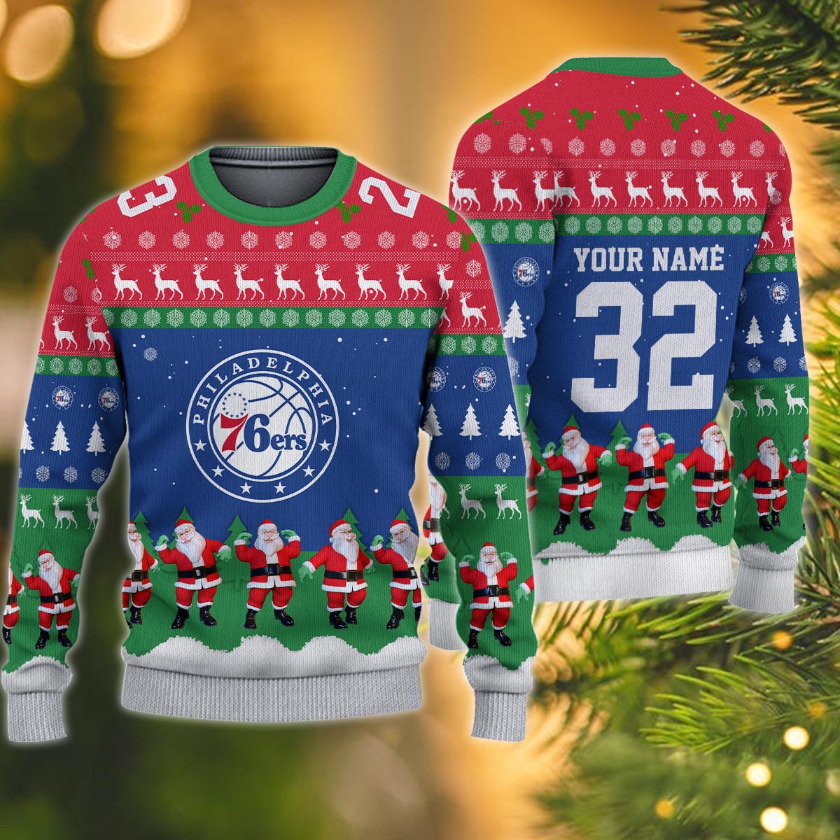 Philadelphia 76ers Personalized Christmas Ugly Sweater