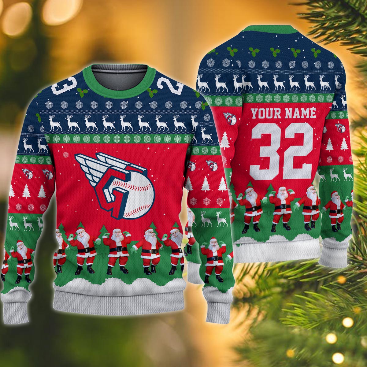 Cleveland Guardians Personalized Christmas Ugly Sweater