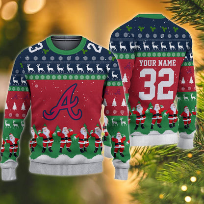 Atlanta Braves Personalized Christmas Ugly Sweater