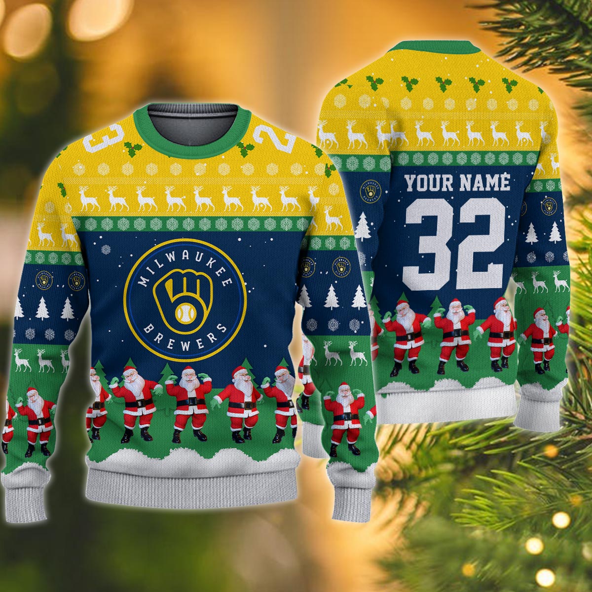 Milwaukee Brewers Personalized Christmas Ugly Sweater