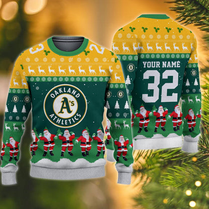 Oakland Athletics Personalized Christmas Ugly Sweater