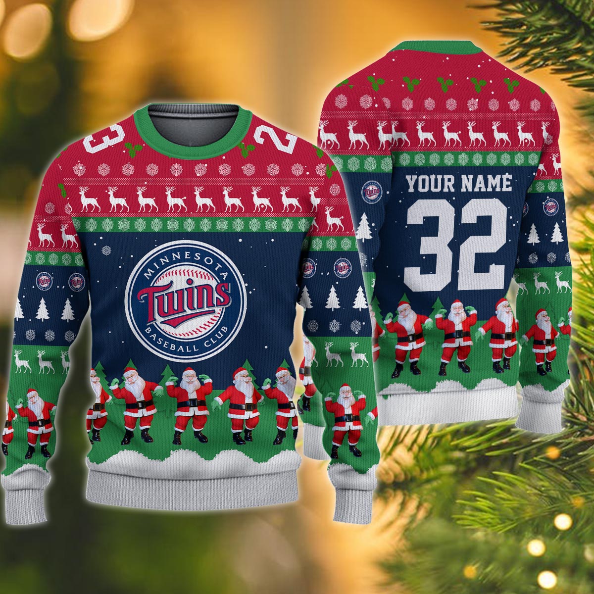 Minnesota Twins Personalized Christmas Ugly Sweater