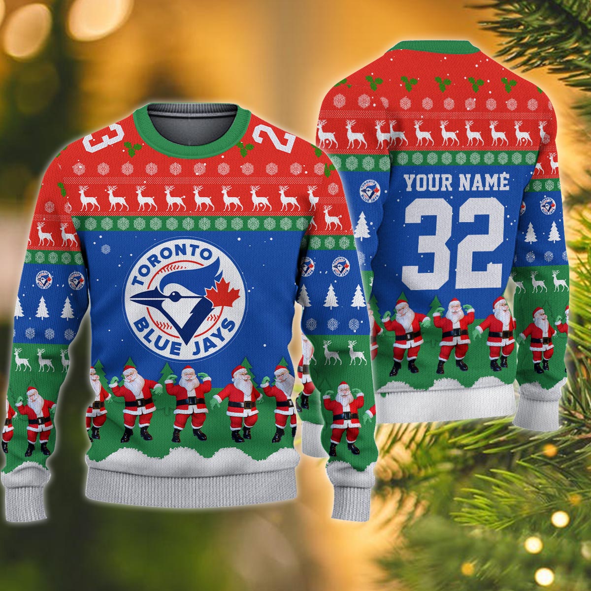 Toronto Blue Jays Personalized Christmas Ugly Sweater
