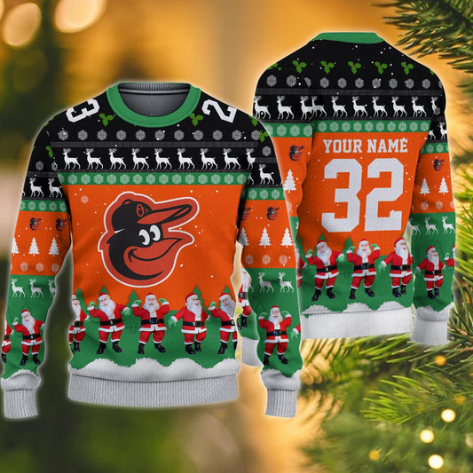 Baltimore Orioles Personalized Christmas Ugly Sweater