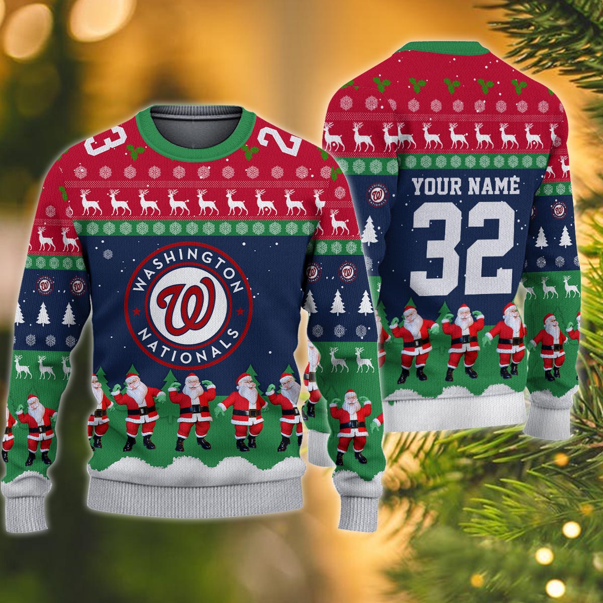 Washington Nationals Personalized Christmas Ugly Sweater
