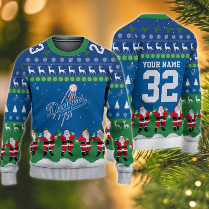 Los Angeles Dodgers Personalized Christmas Ugly Sweater
